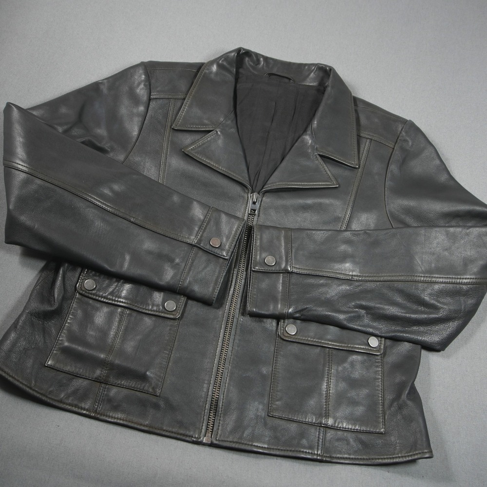 Lucky Bomber Lamb Leather Zip Women Jacket XL Soft Biker Moto Retro